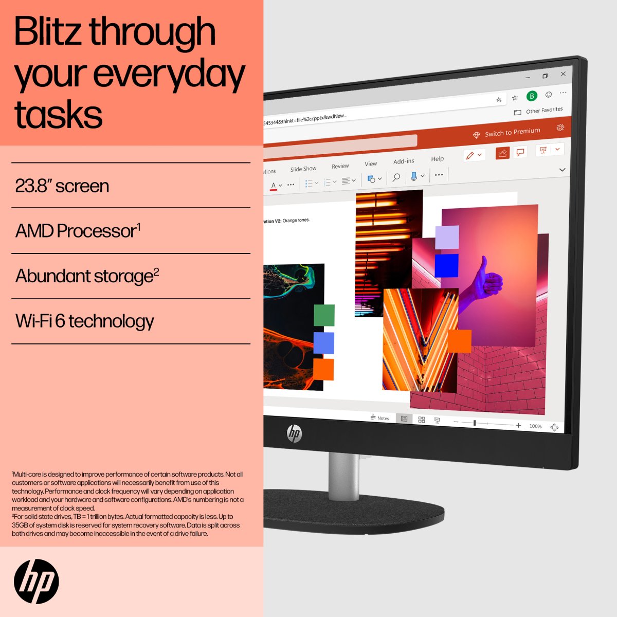 HP All-in-One 24-cr0003na AMD Ryzen™ 5 7520U 60.5 cm (23.8") 1920 x 1080 pixels All-in-One PC 8 GB LPDDR5-SDRAM 512 GB SSD Windows 11 Home Wi-Fi 6 (802.11ax) White - Image 7