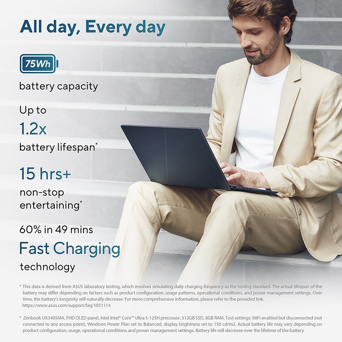 ASUS Zenbook 14 OLED UX3405MA-PZ306W Intel Core Ultra 9 185H Laptop 35.6 cm (14") Touchscreen 3K 32 GB LPDDR5x-SDRAM 1 TB SSD Wi-Fi 6E (802.11ax) Windows 11 Home Blue - Image 9