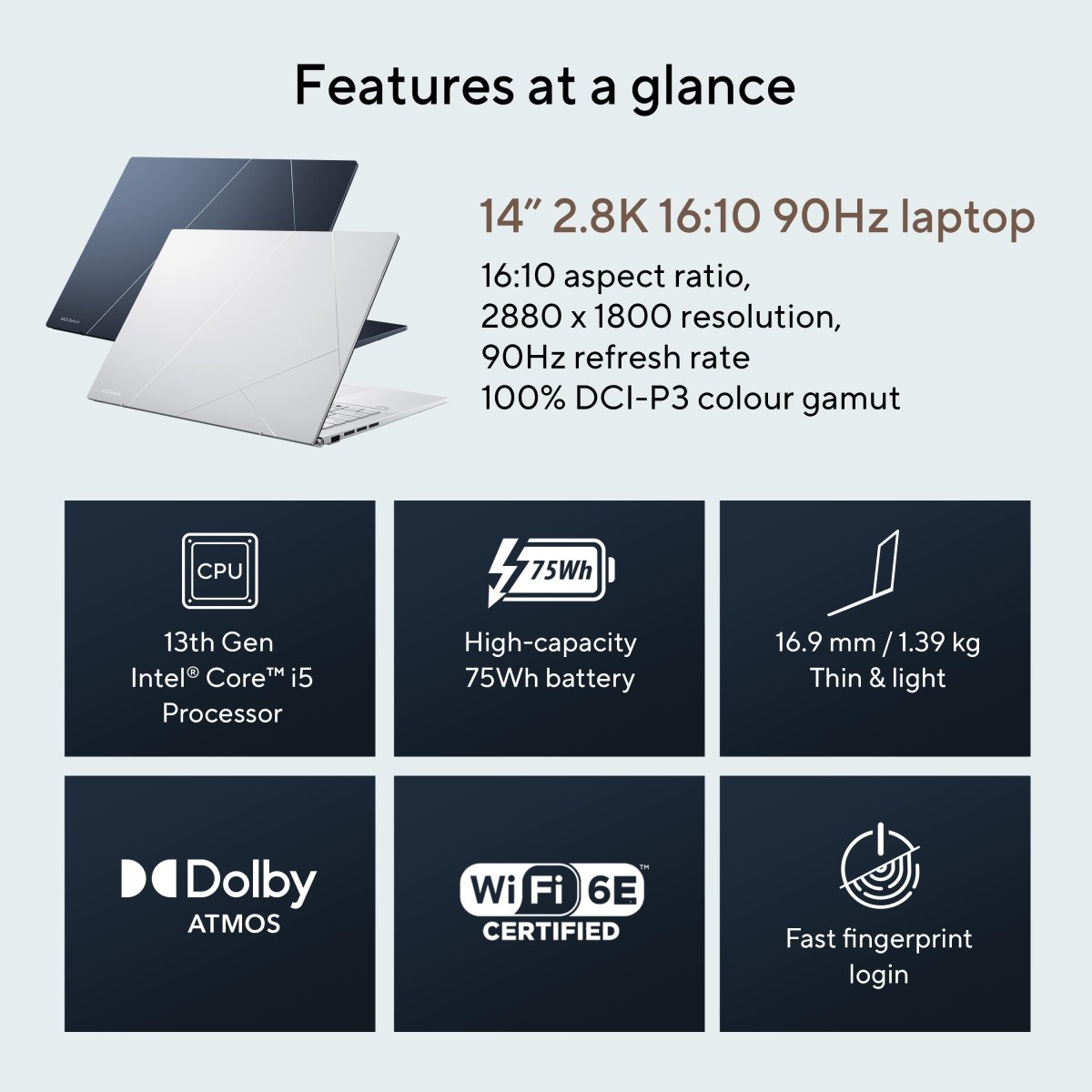 ASUS Zenbook 14 OLED UX3402VA-KN114W Intel® Core™ i5 i5-1340P Laptop 35.6 cm (14") Touchscreen 2.8K 16 GB LPDDR5-SDRAM 512 GB SSD Wi-Fi 6E (802.11ax) Windows 11 Home Blue - Image 9
