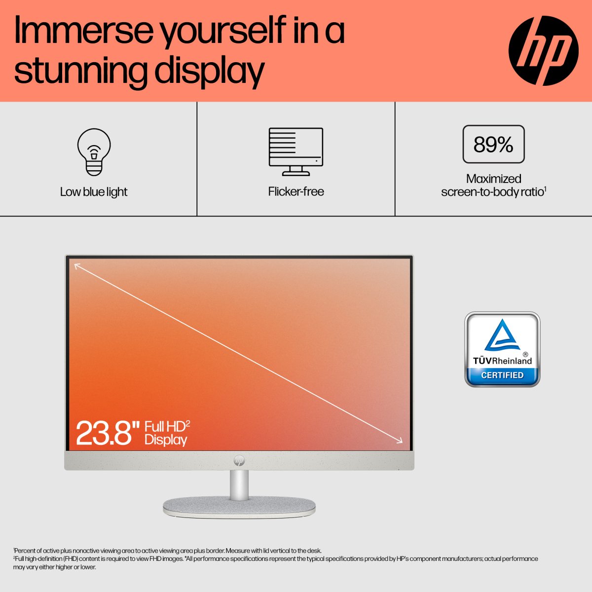 HP All-in-One 24-cr0003na AMD Ryzen™ 5 7520U 60.5 cm (23.8") 1920 x 1080 pixels All-in-One PC 8 GB LPDDR5-SDRAM 512 GB SSD Windows 11 Home Wi-Fi 6 (802.11ax) White - Image 9