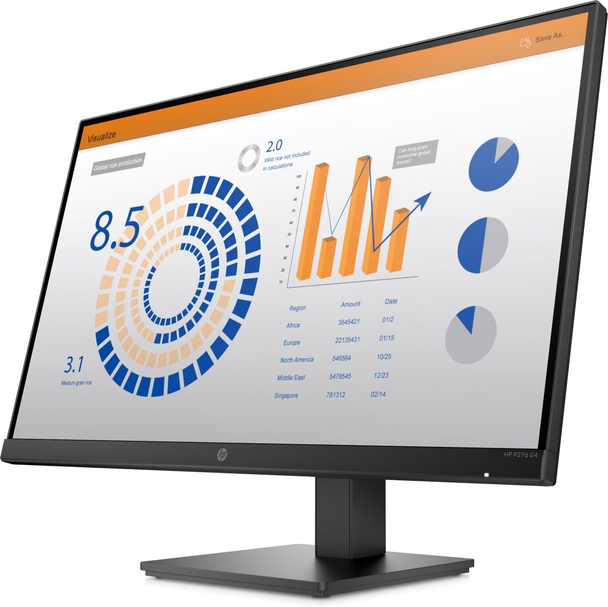 HP P27q G4 QHD Height Adjust Monitor computer monitor 68.6 cm (27") 2560 x 1440 pixels Quad HD LED Black - Image 2