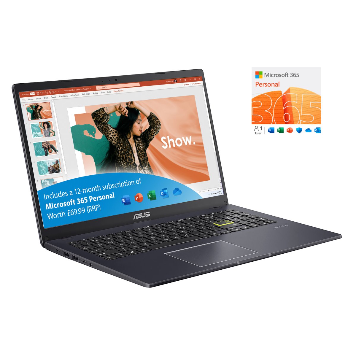 ASUS Vivobook Go 15 E510KA-EJ618WS Intel® Pentium® Silver N6000 Laptop 39.6 cm (15.6") Full HD 4 GB DDR4-SDRAM 128 GB eMMC Wi-Fi 5 (802.11ac) Windows 11 Home in S mode Black - Image 3