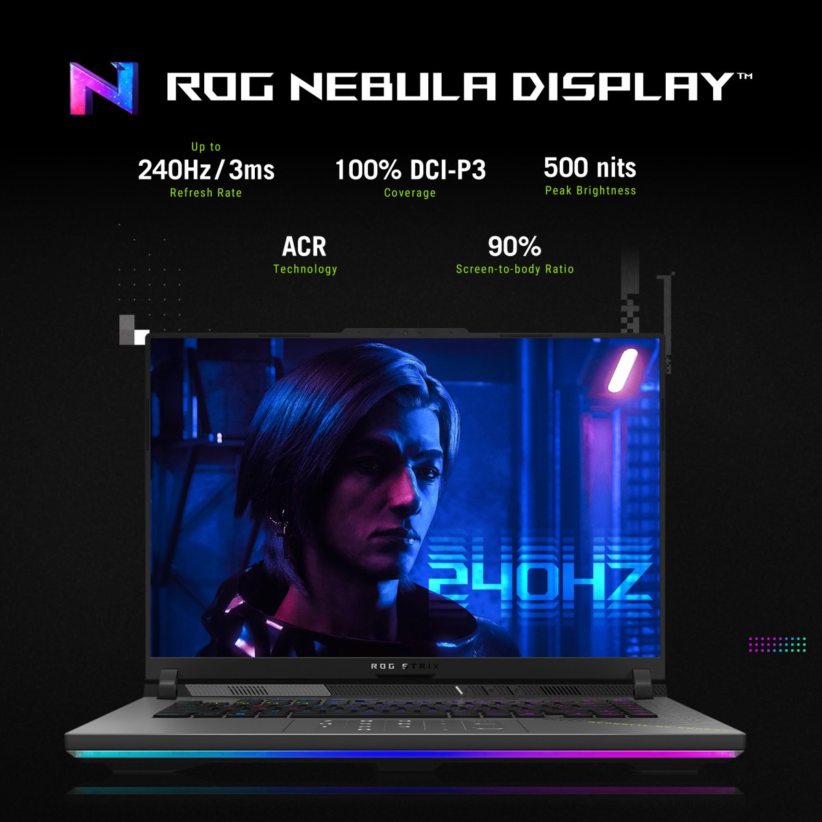 ASUS ROG Strix G16 G614PR-RV003W Copilot+ PC AMD Ryzen™ 9 7940HX Laptop 40.6 cm (16") WUXGA 32 GB DDR5-SDRAM 1 TB SSD NVIDIA GeForce RTX 5070 Ti Wi-Fi 6E (802.11ax) Windows 11 Home Belgian Black, Grey - Image 13