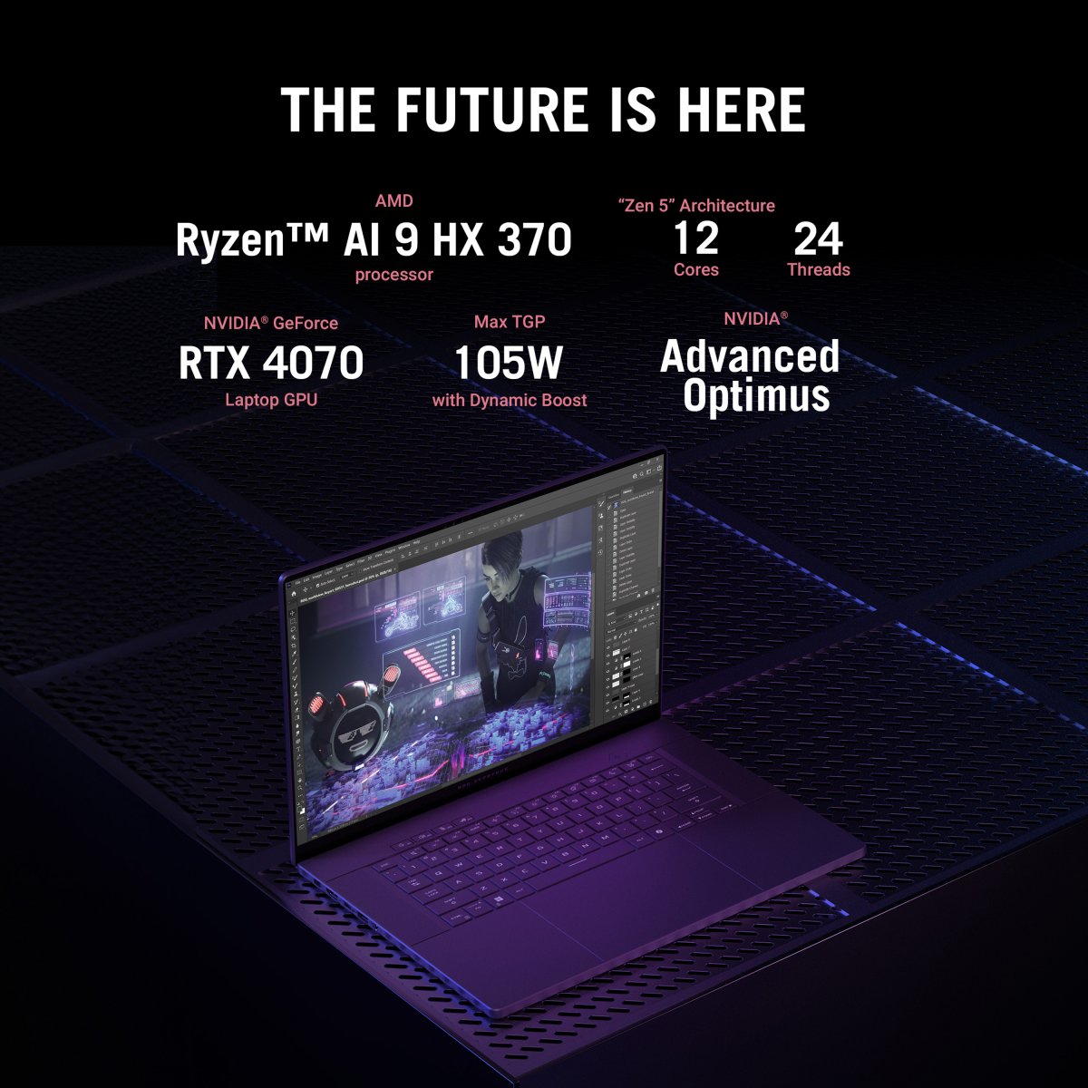 ASUS ROG Zephyrus G16 GA605WI-QR063W Copilot+ PC AMD Ryzen AI 9 HX 370 Laptop 40.6 cm (16") WQXGA 32 GB LPDDR5x-SDRAM 1 TB SSD NVIDIA GeForce RTX 4070 Wi-Fi 7 (802.11be) Windows 11 Home Black, Grey - Image 27