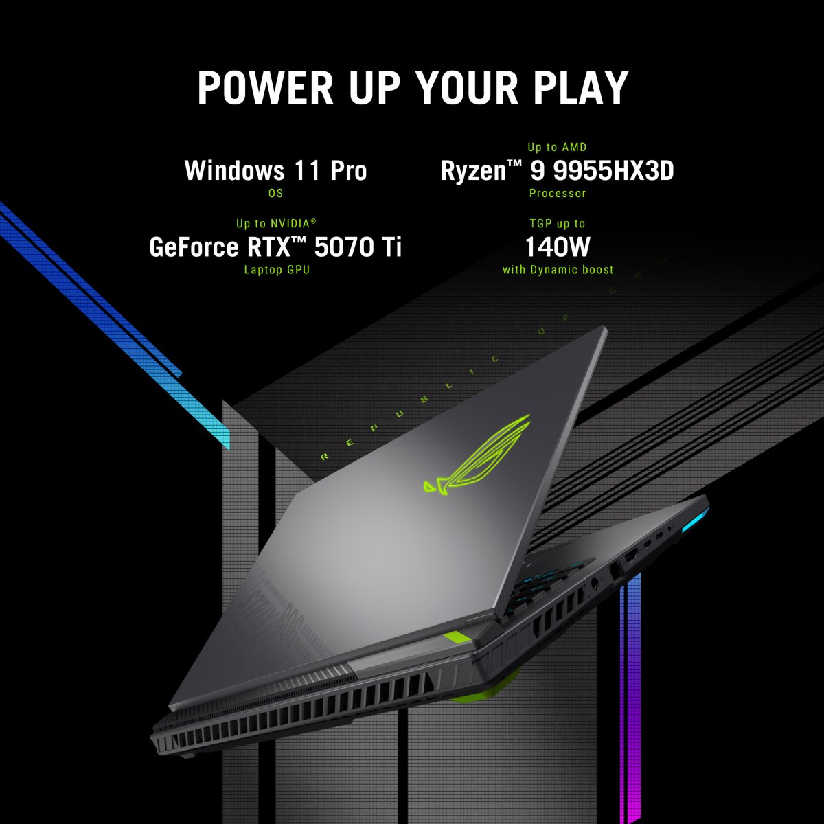 ASUS ROG Strix G16 G614PR-RV003W Copilot+ PC AMD Ryzen™ 9 7940HX Laptop 40.6 cm (16") WUXGA 32 GB DDR5-SDRAM 1 TB SSD NVIDIA GeForce RTX 5070 Ti Wi-Fi 6E (802.11ax) Windows 11 Home Belgian Black, Grey - Image 12