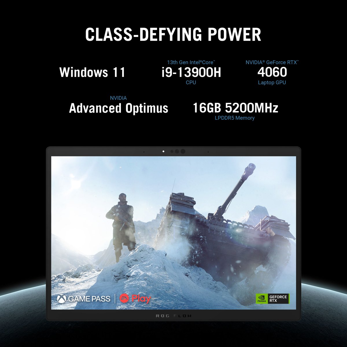 ASUS ROG Flow Z13 GZ301VU-MU001W Intel® Core™ i9 i9-13900H Hybrid (2-in-1) 34 cm (13.4") Touchscreen WQXGA 16 GB LPDDR5-SDRAM 1 TB SSD NVIDIA GeForce RTX 4050 Wi-Fi 6E (802.11ax) Windows 11 Home Black - Image 4