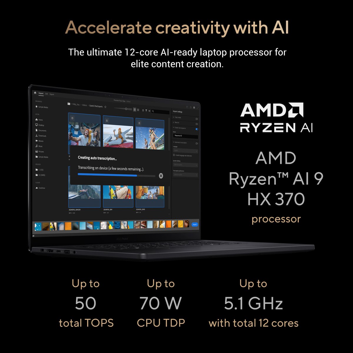 ASUS ProArt P16 H7606WP-RJ088W AMD Ryzen AI 9 HX 370 Laptop 40.6 cm (16") Touchscreen 3K 64 GB LPDDR5x-SDRAM 2 TB SSD NVIDIA GeForce RTX 5070 Wi-Fi 7 (802.11be) Windows 11 Home Black - Image 13