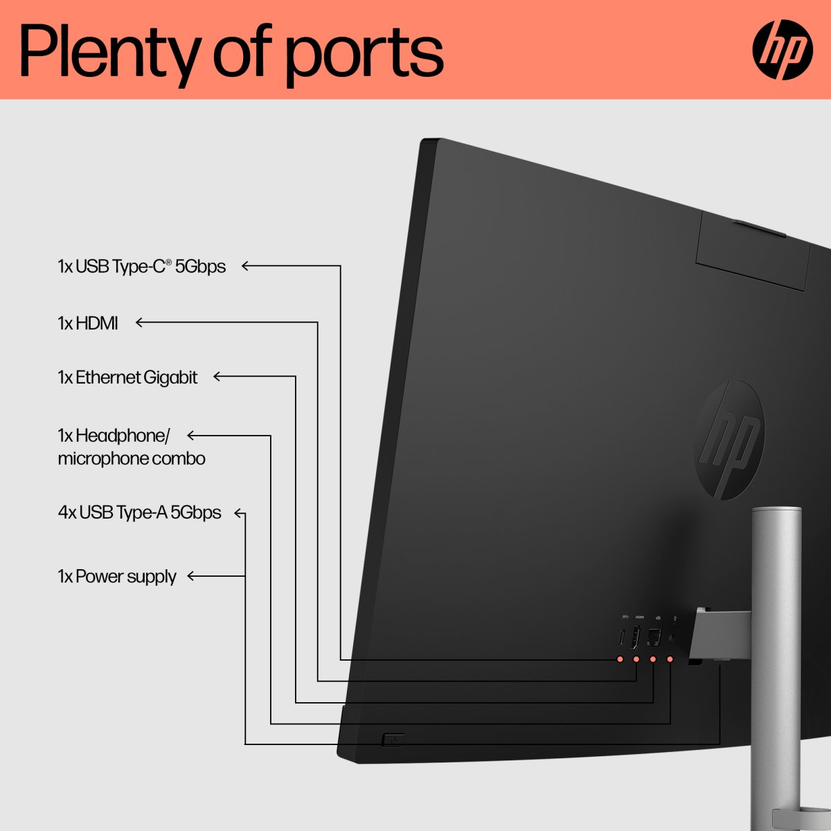 HP All-in-One 24-cr0003na AMD Ryzen™ 5 7520U 60.5 cm (23.8") 1920 x 1080 pixels All-in-One PC 8 GB LPDDR5-SDRAM 512 GB SSD Windows 11 Home Wi-Fi 6 (802.11ax) White - Image 4