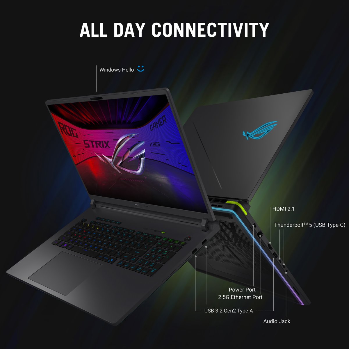 ASUS ROG Strix G18 G815LR-S9002W Intel Core Ultra 9 275HX Laptop 45.7 cm (18") WQXGA 32 GB DDR5-SDRAM 1 TB SSD NVIDIA GeForce RTX 5070 Ti Wi-Fi 7 (802.11be) Windows 11 Home Grey - Image 14