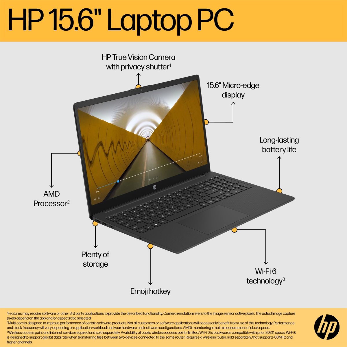 HP Laptop 15-fc0045na 15.6-inch FHD Ryzen 3 7320U 8GB 256GB SSD Windows 11 Home Jet Black - Image 9