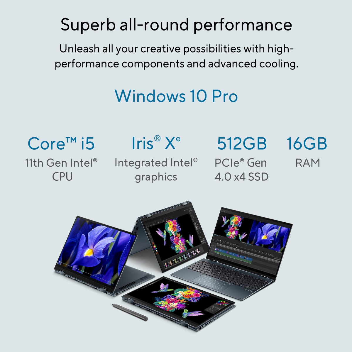 ASUS Zenbook 14 Flip OLED UP5401ZA-KN056W Intel® Core™ i5 i5-12500H Hybrid (2-in-1) 35.6 cm (14") Touchscreen 2.8K 16 GB LPDDR5-SDRAM 512 GB SSD Wi-Fi 6E (802.11ax) Windows 11 Home Grey - Image 16