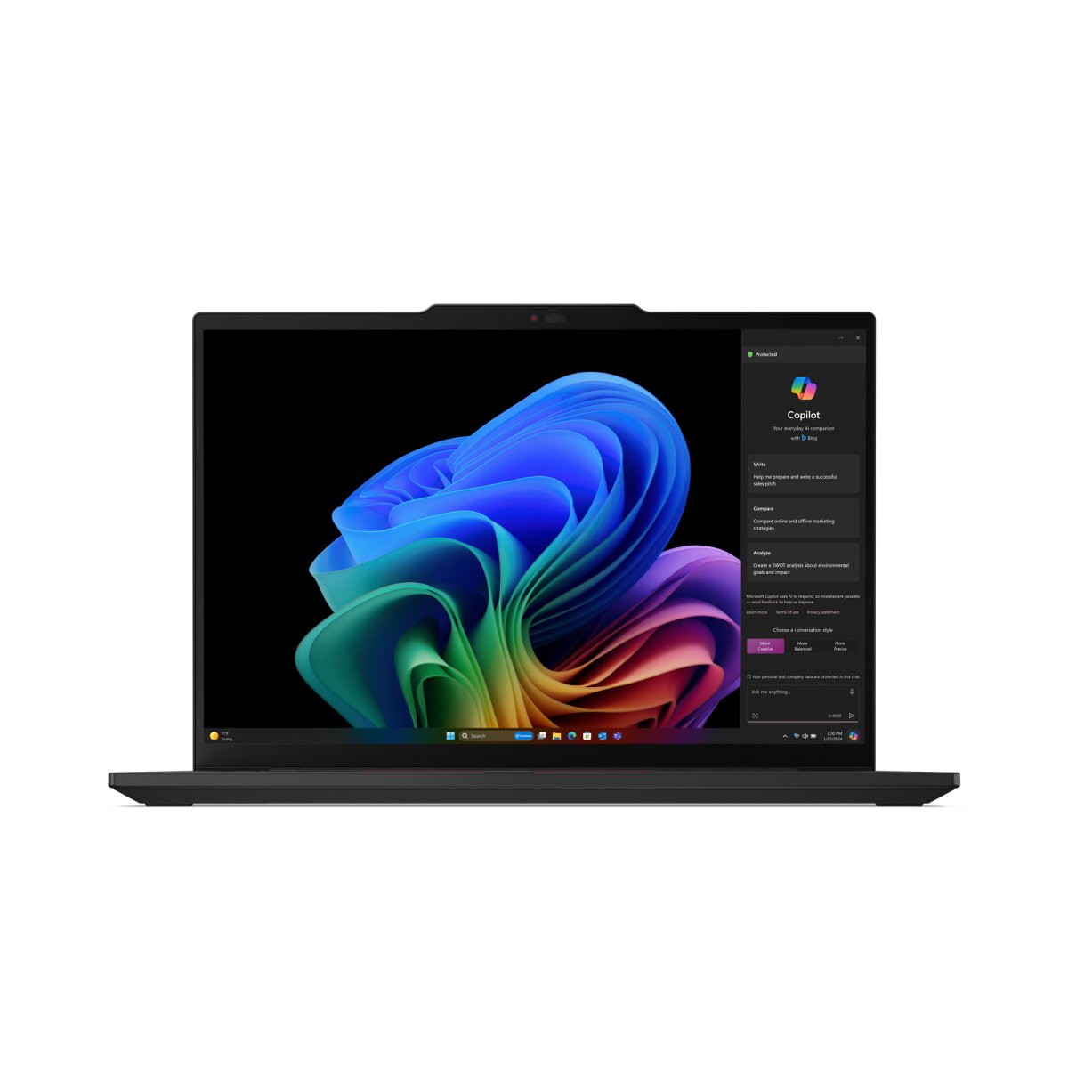 Lenovo ThinkPad T14s Gen 6 (Snapdragon) Copilot+ PC X1E-78-100 Laptop 35.6 cm (14") WUXGA 32 GB LPDDR5x-SDRAM 1 TB SSD Wi-Fi 7 (802.11be) Windows 11 Pro UK English Black - Image 2