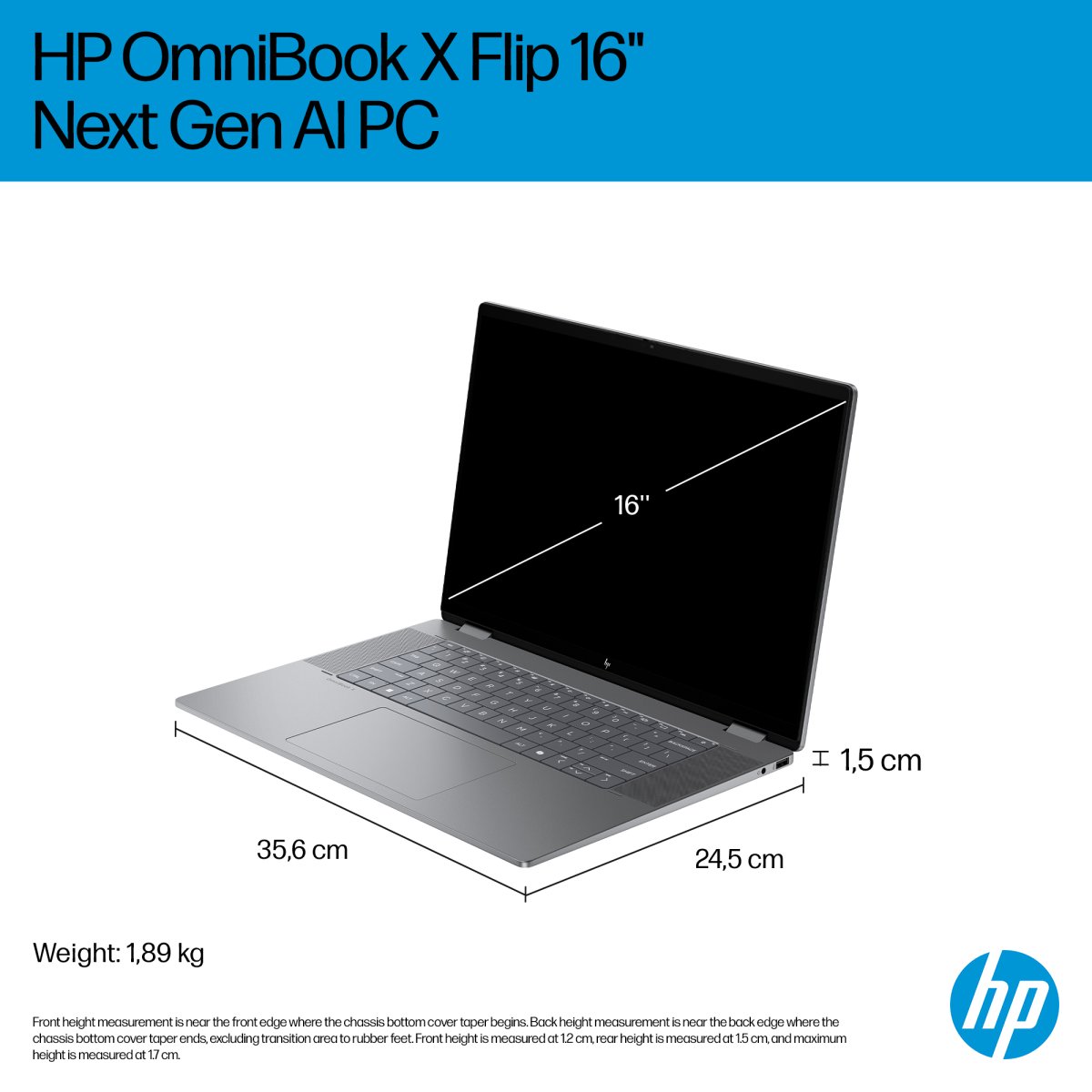 HP OmniBook X Flip 2-in-1 Laptop Next Gen AI 16-ar0000nax Copilot+ PC AMD Ryzen™ AI 5 340 40.6 cm (16") Touchscreen 2K 16 GB LPDDR5x-SDRAM 512 GB SSD Wi-Fi 6E (802.11ax) Windows 11 Home Silver - Image 6