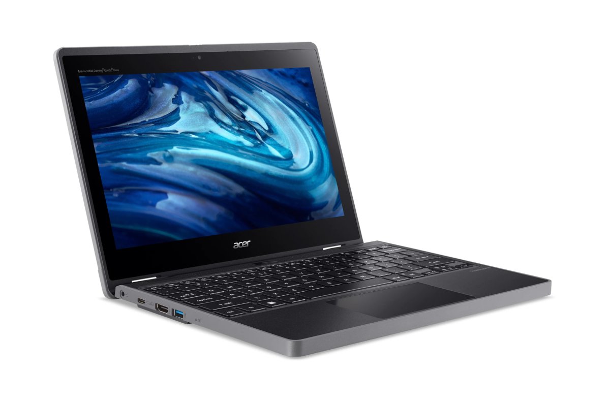Acer TravelMate B3 Spin 11 TMB311RN-33-TCO - Flip design - Intel N-series - N100 / up to 3.4 GHz - Win 11 Pro Education - UHD Graphics - 8 GB RAM - 128 GB SSD NVMe - 11.6" IPS touchscreen 1920 x 1080 (Full HD) - Wi-Fi 6E, Bluetooth - shale black - kbd: UK - Image 2